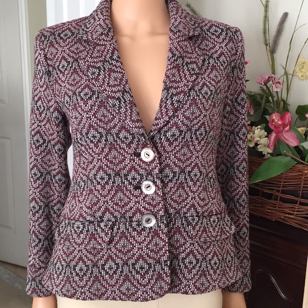 Pendleton Gray Burgundy Diamond Pattern Woven Bla… - image 3